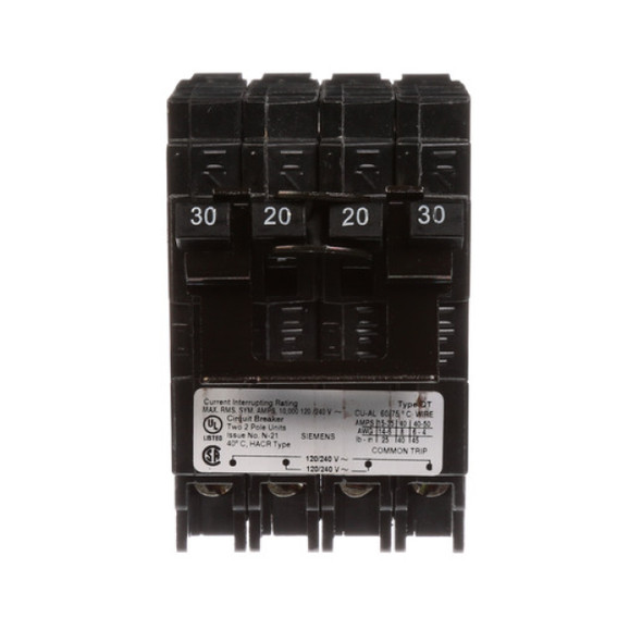 Siemens Q23020CT2NC Circuit Breaker (120/240VAC, 20/30A, 2P)