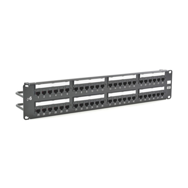 Hubbell Premise Wiring HP648 Patch Panel (Black, Steel, 19 x 3.5in)