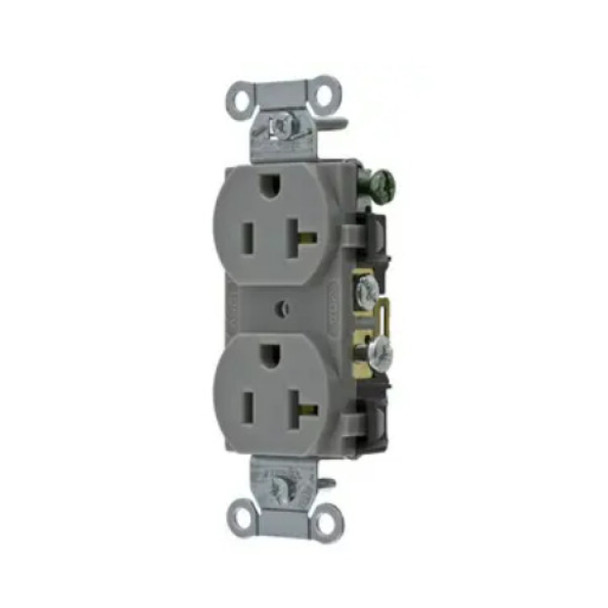 Hubbell Wiring Device-Kellems CR20GRY Duplex Receptacle (Gray, 125v, 20A, 2P, 3W)