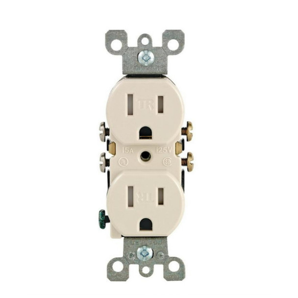 Leviton T5320-T Duplex Receptacle (Light Almond, 125v, 15A, 2P, 3W)