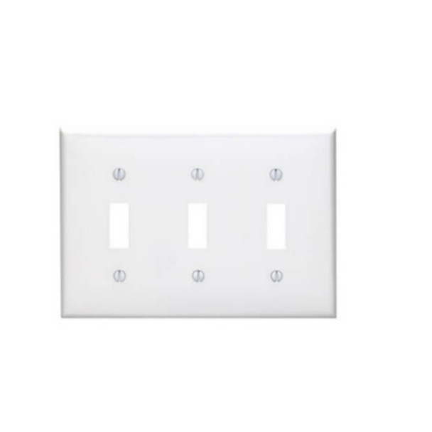 Leviton 80711-W Wall Plate (White, Thermoplastic Nylon, Gangs: 3)