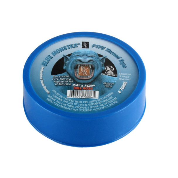 BLUE MONSTER 70886 Thread Seal Tape (Blue, PTFE, 10000PSI, 1429in x 3/4in)