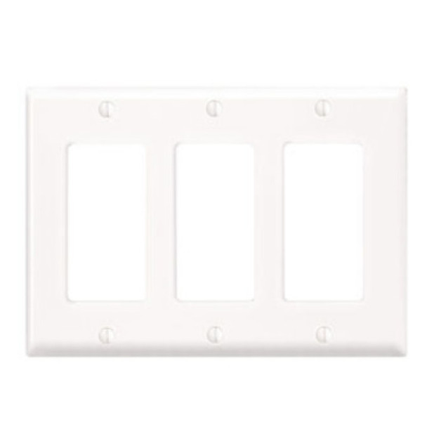 Leviton 80411-W Wall Plate (White, Thermoset Plastic, Gangs: 3)