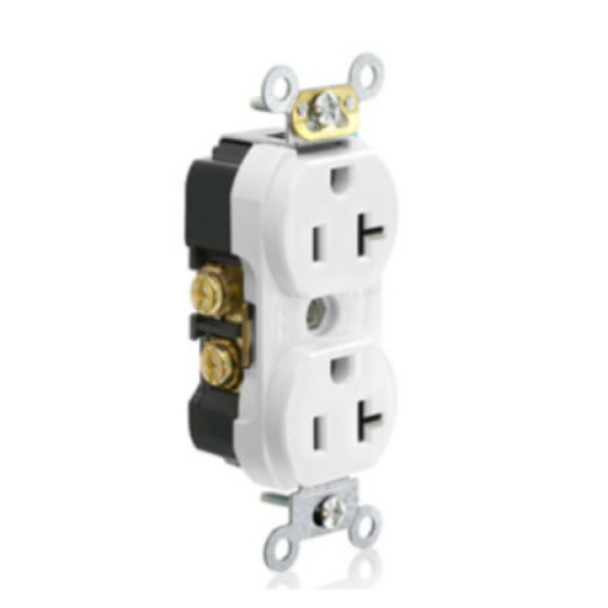 Leviton TBR20-W Duplex Receptacle (White, 125v, 20A, 2P, 3W)