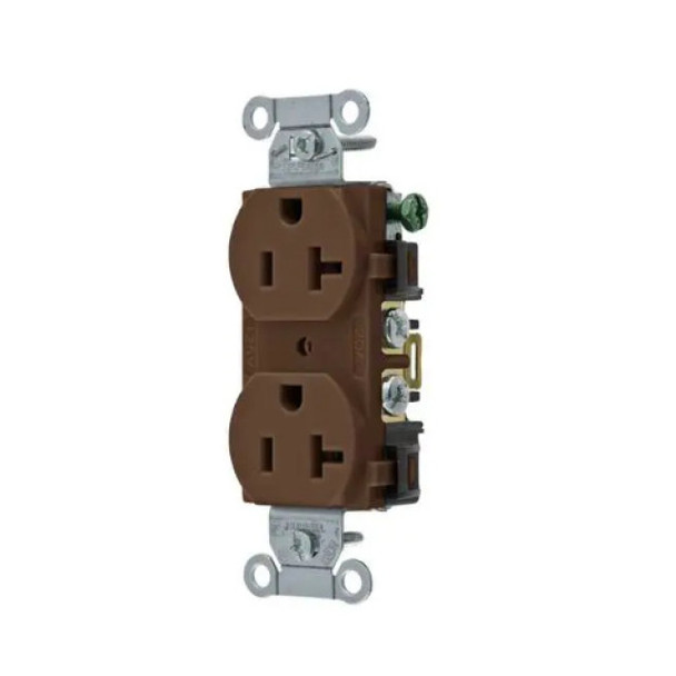 Hubbell Wiring Device-Kellems 5352AB Duplex Receptacle (Brown, 125v, 20A, 2P, 3W)