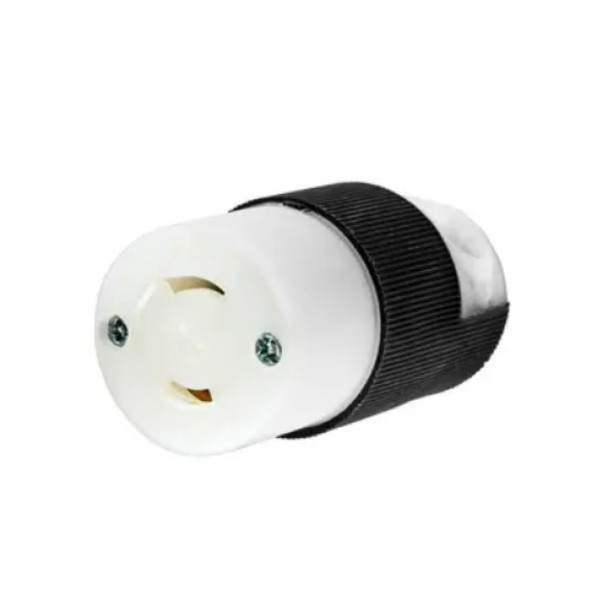 Hubbell Wiring Device-Kellems HBL7506C Locking Connector (Black/White, 125v, 15A, 2P, 2W)