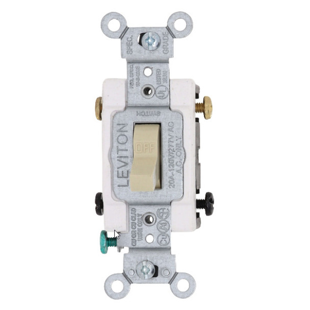 Leviton CS220-2I Toggle Switch (Ivory, 120/277VAC, 20A, 2P)