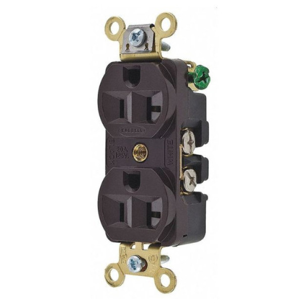 Hubbell Wiring Device-Kellems HBL5352 Duplex Receptacle (Brown, 125v, 20A, 2P, 3W)