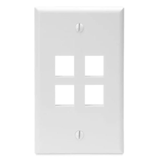 Leviton 41080-4WP Wall Plate (White, High-Impact Plastic, Gangs: 1)