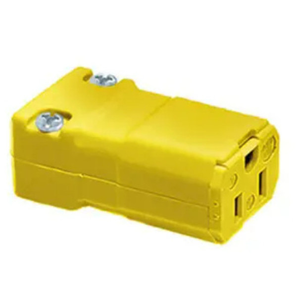 Hubbell Wiring Device-Kellems HBL5969VY Straight Blade Connector (Yellow, 125VAC, 15A, 2P, 3W)