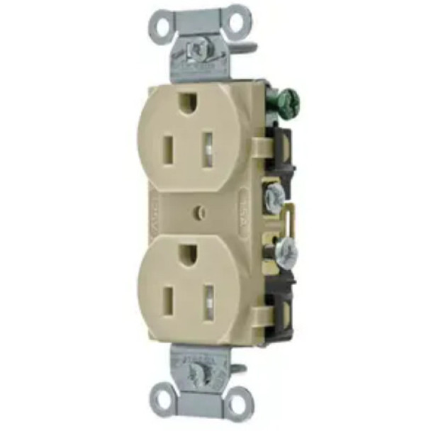 Hubbell Wiring Device-Kellems CR15ITR Duplex Receptacle (Ivory, 125v, 15A, 2P, 3W)