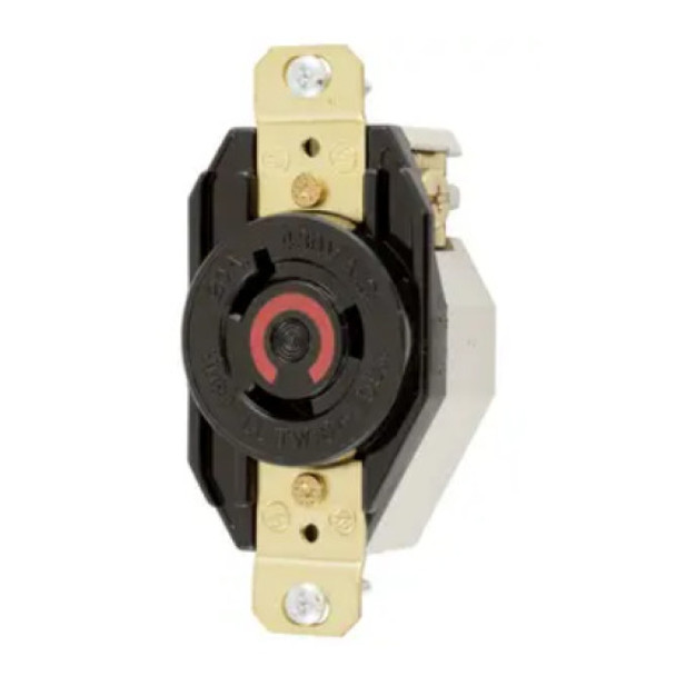 Hubbell Wiring Device-Kellems HBL2340 Locking Receptacle (Black, 480VAC, 20A, 2P, 3W)