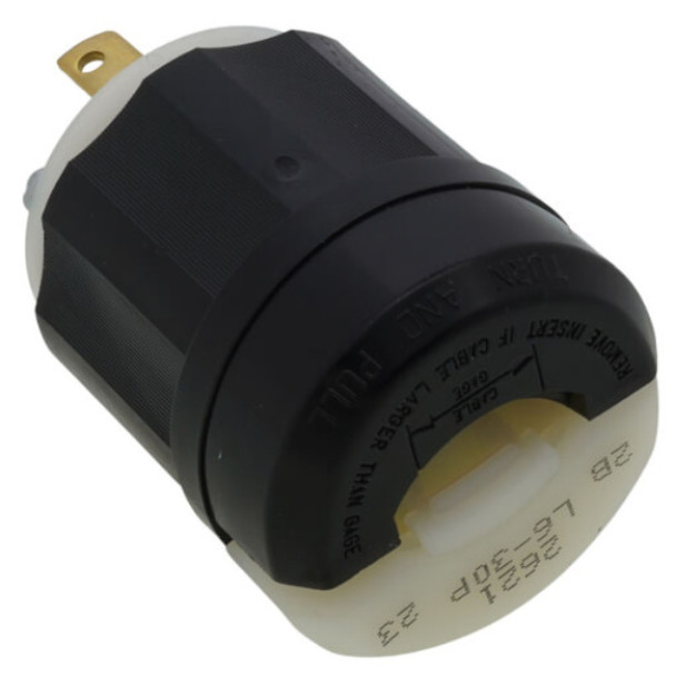 Leviton 2621 Locking Plug (White, Black, 250VAC, 30A, 2P, 3W)