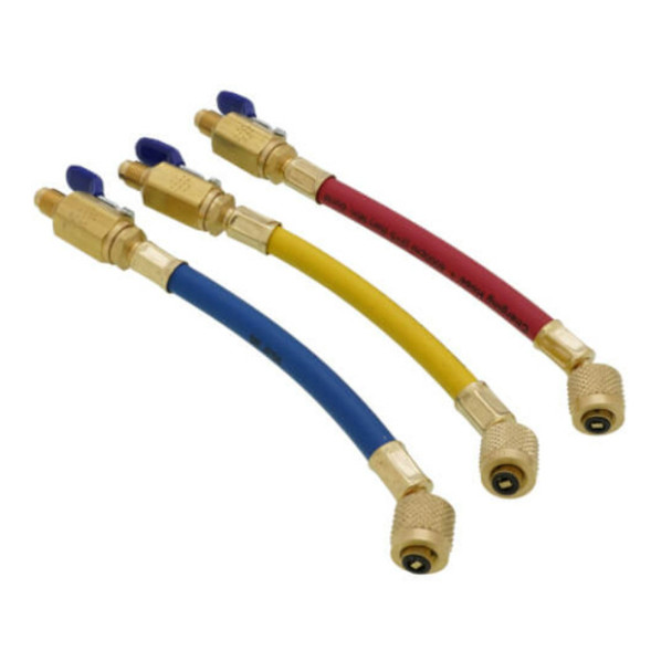 Yellow Jacket 25980 Adapter (Brass, Plastic, Rubber, Blue, Red, Yellow, 1/4in, 9in) [3 Count]