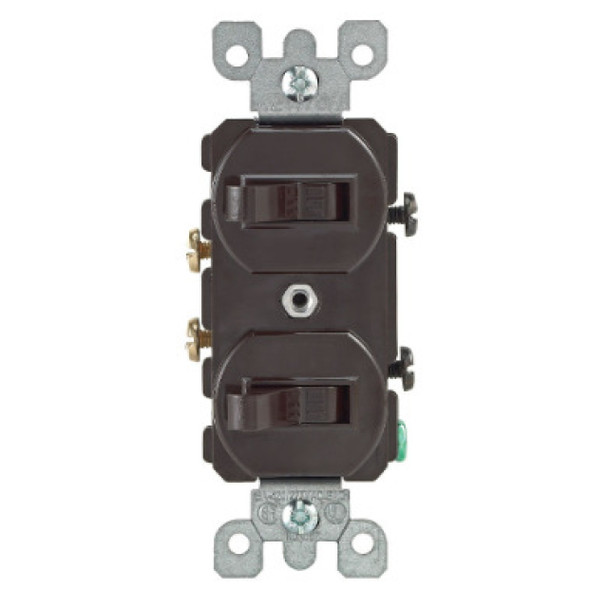Leviton 5224-2 Light Switch (Brown, 120/277VAC, 15A, 1P)
