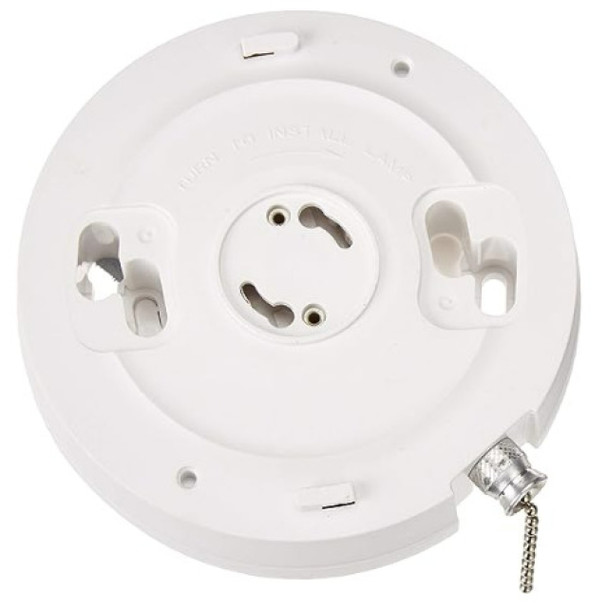 Leviton 9852-LED Lampholder (White, 120VAC, 10W, Ceiling Mount, Pull Chain, GU24)