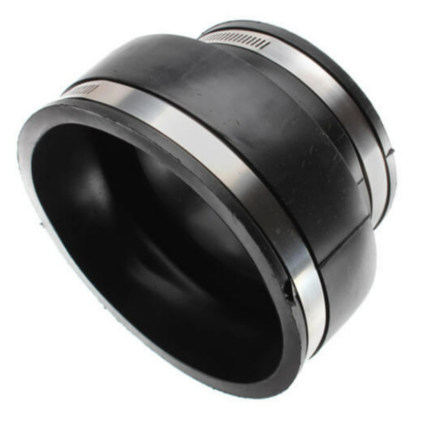 Fernco 1056-54 Coupling (Black, Stainless Steel, Elastomeric PVC, 5 x 4in, 4.3PSI, 140°F)