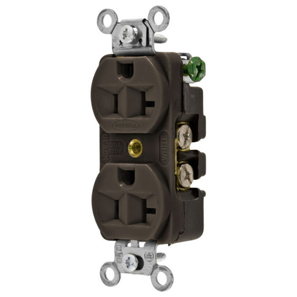 Hubbell Wiring Device-Kellems 5362B Duplex Receptacle (Brown, 125v, 20A, 2P, 3W)