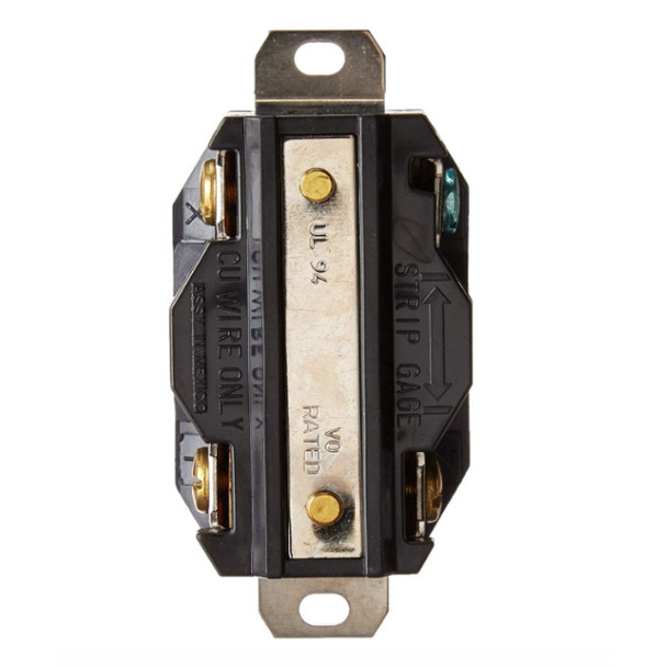 Leviton 2420 Locking Receptacle (Black, 250v, 20A, 3P, 4W)