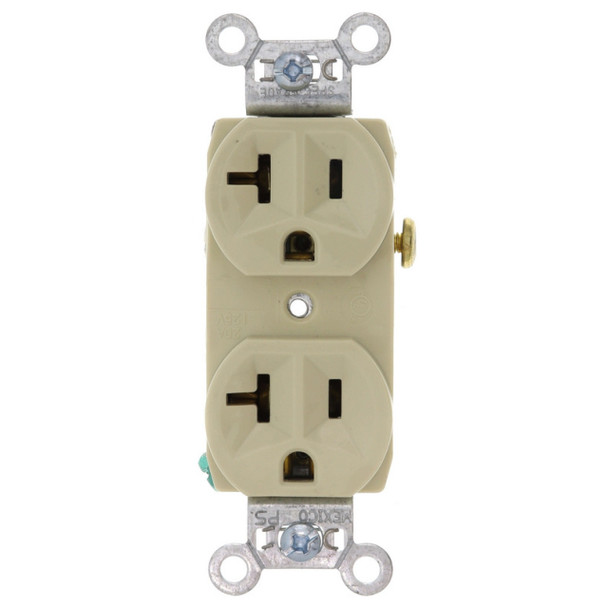 Pass & Seymour CR20I Duplex Receptacle (Ivory, 125v, 20A, 2P, 3W)