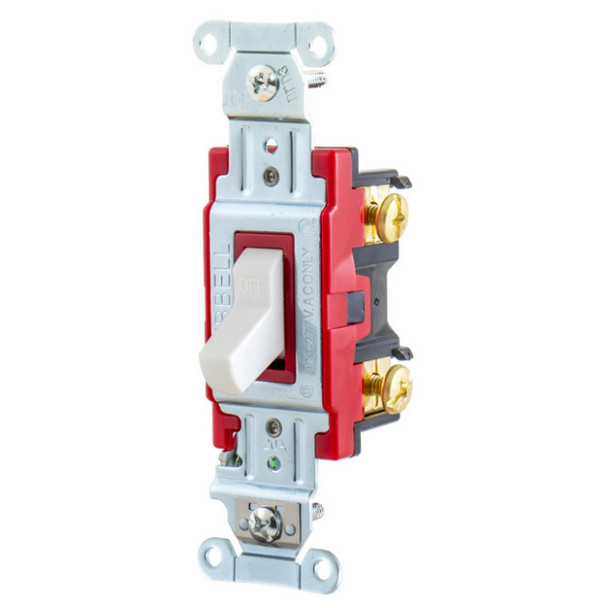 Hubbell Wiring Device-Kellems 1221W Toggle Switch (White, 120/277VAC, 20A, 1P)