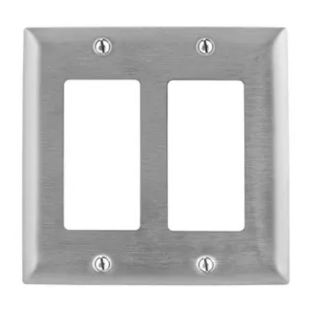 Bryant SS262 Wall Plate (Silver, Stainless Steel, Gangs: 2)