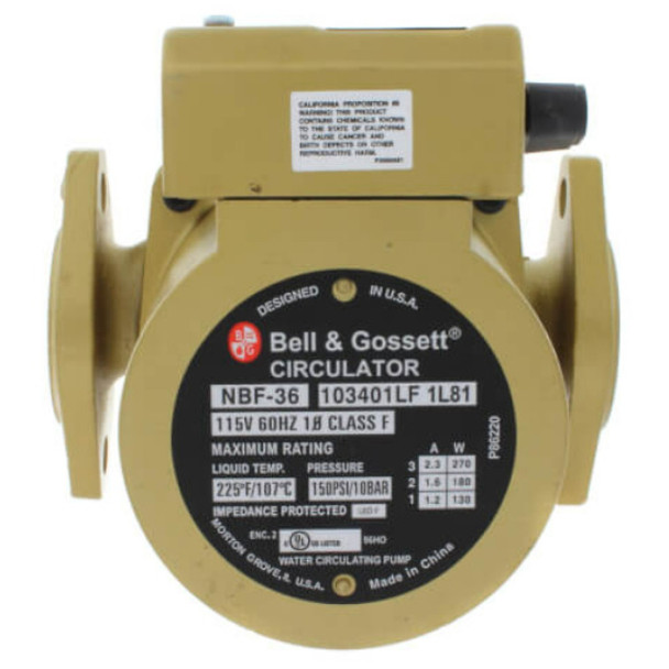 Bell & Gossett 103401LF; NBF-36 Circulator Pump (115v, 2.3A, 1/6hp, 36GPM)