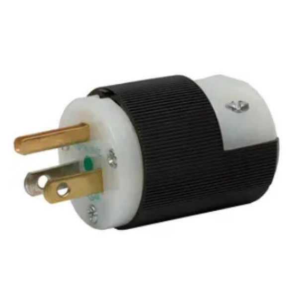 Hubbell Wiring Device-Kellems HBL8215C Straight Blade Plug (Black, White, 125v, 15A, 2P, 3W)