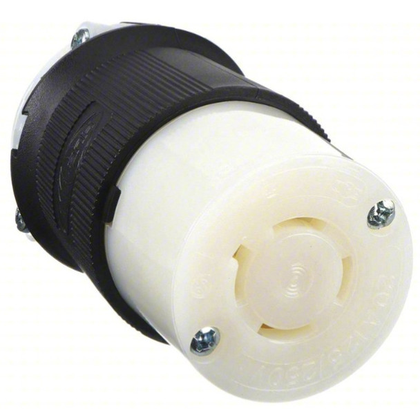 Hubbell Wiring Device-Kellems HBL2413 Locking Connector (Black, White, 125/250VAC, 20A, 3P, 4W)