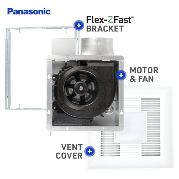 Panasonic FV-0510VSL1 Ventilation Fan (White, 120v, 60Hz, Ceiling Recessed, 50, 80, 100CFM, 4in)