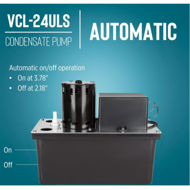 Little Giant 553201; VCL-24ULS Condensate Pump (Black, 115v, 2.5A, 1/18hp, 270GPH)