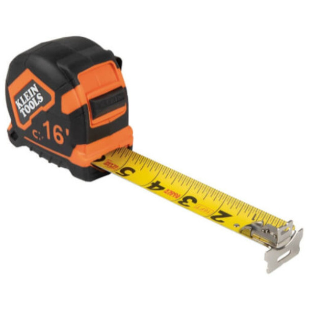 Klein Tools 9216 Tape Measure (Orange, Black, Plastic Case with Steel Blade, 16ft)
