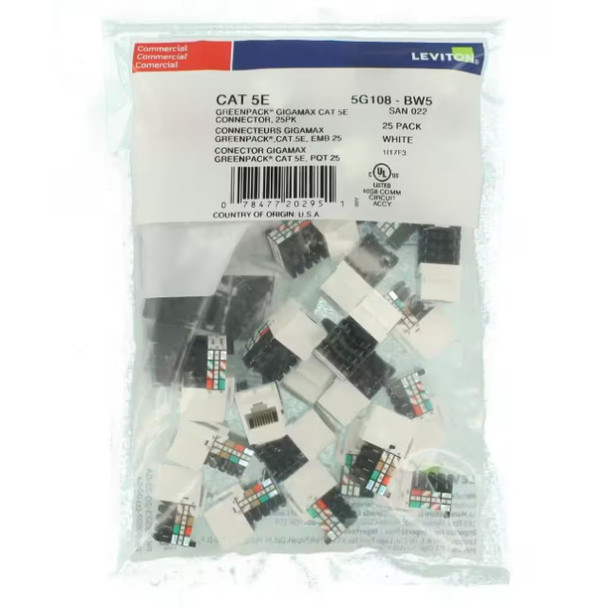 Leviton 5G108-BW5 Connector  [25 Count]