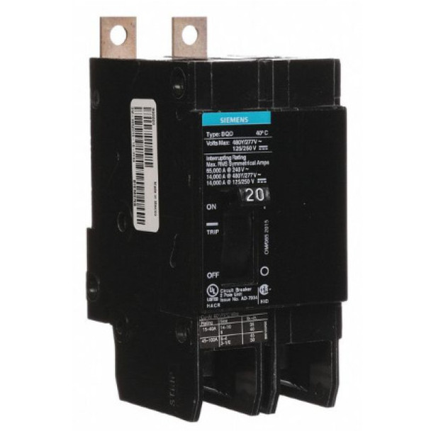 Siemens BQD220 Circuit Breaker (480VAC, 20A, 2P)