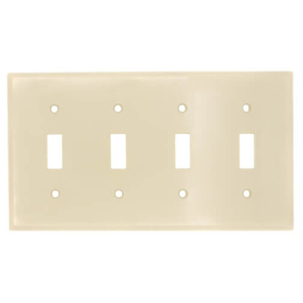 Leviton 86012 Wall Plate (Ivory, Thermoset Plastic, Gangs: 4)