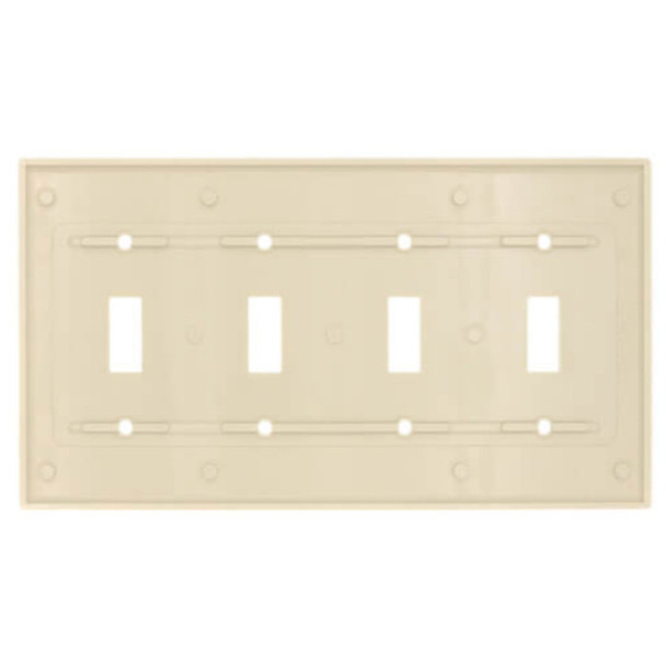 Leviton 86012 Wall Plate (Ivory, Thermoset Plastic, Gangs: 4)