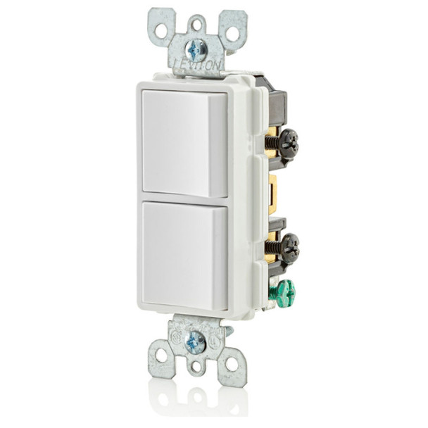 Leviton 5634-W Light Switch (White, 120/277VAC, 15A, 1P)