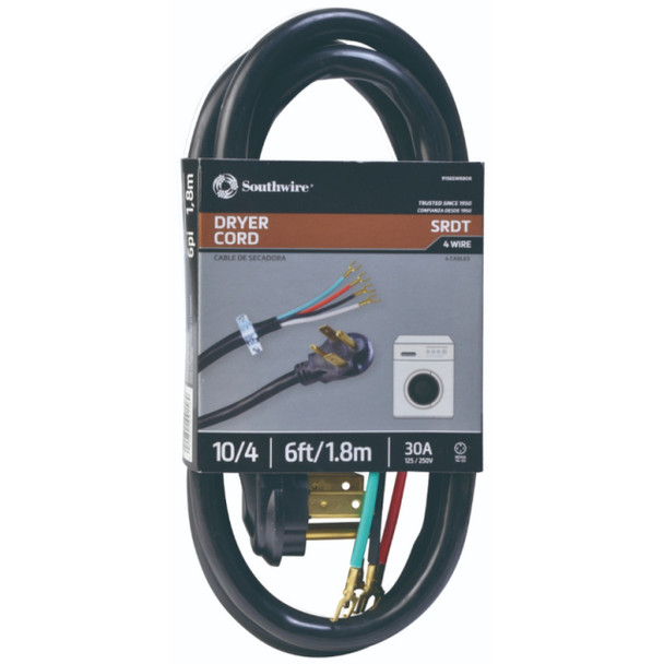 Southwire 9156SW8808 Dryer Cord (Black, 6ft)