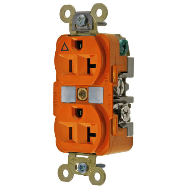 Hubbell Wiring Device-Kellems IG5362 Duplex Receptacle (Orange, 125v, 20A, 2P, 3W)