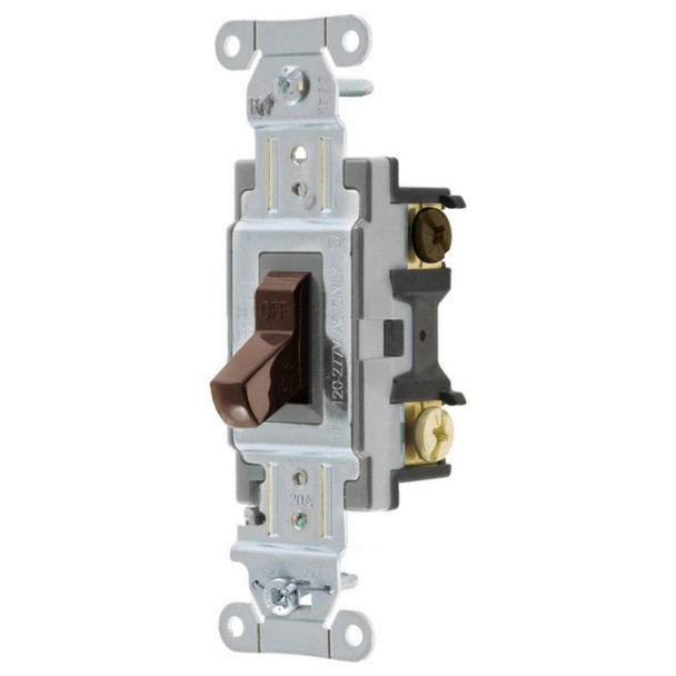 Hubbell Wiring Device-Kellems CS320 Toggle Switch (Brown, 120/277VAC, 20A, 1P)