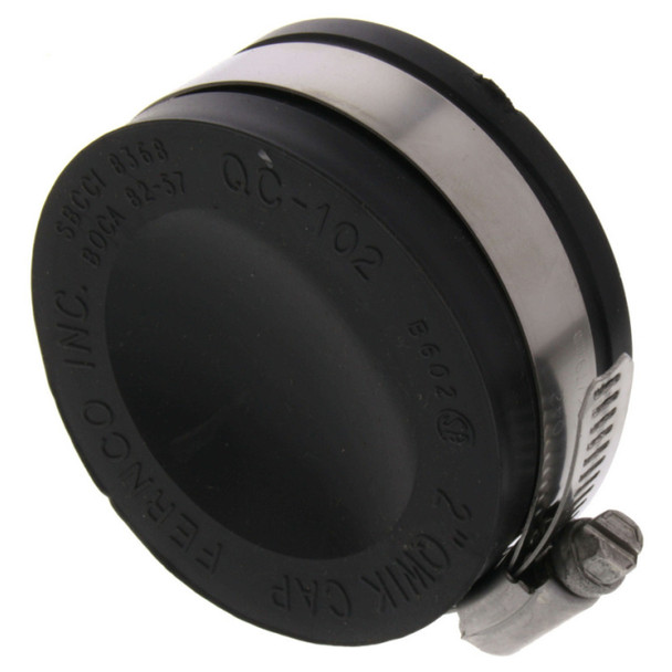 Fernco QC-102 Cap (Black, Flexible PVC, 2in, 4.3PSI, 140°F)