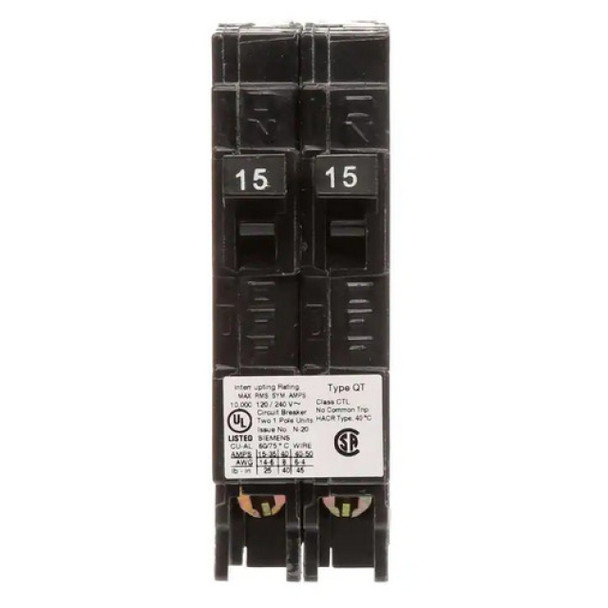 Siemens Q1515 Circuit Breaker (120VAC, 15A, 1P)