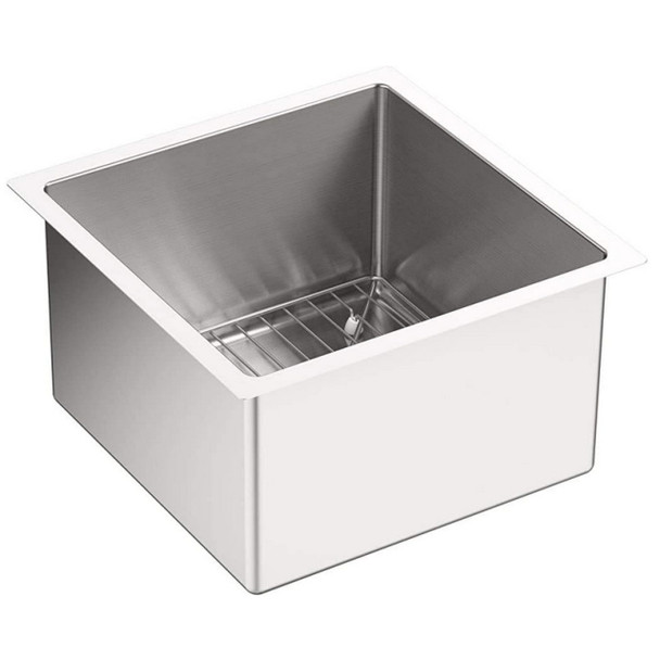 Kohler K-5287-NA Drop-in Kitchen Sink (15 x 15 x 9.31in, Square, Stainless Steel)