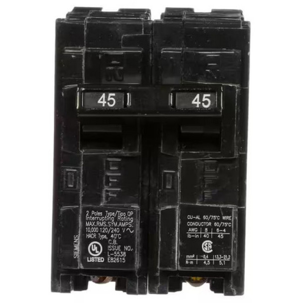 Siemens Q245 Circuit Breaker (120/240v, 45A, 2P)