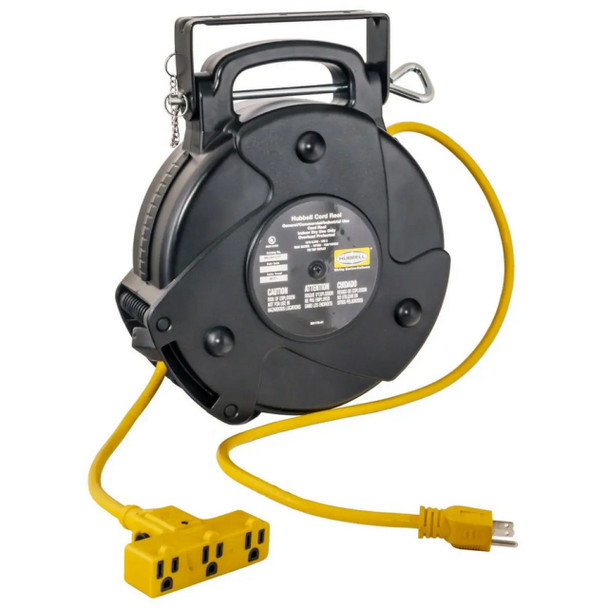 Hubbell Wiring Device-Kellems HBLC40123TT Cord Reel (Black, Yellow, 40ft)