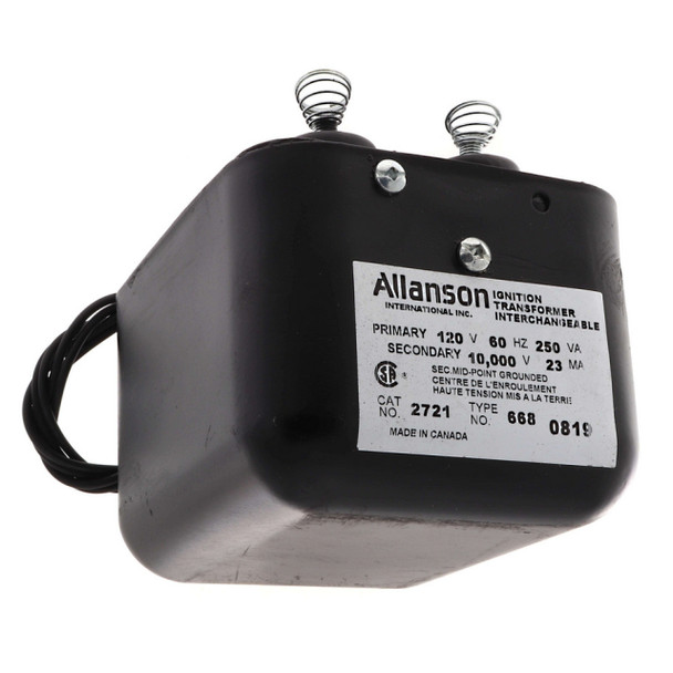 Allanson 2721-668 Ignition Transformer (120v, 60Hz, 4 Mounting Holes in Plate)