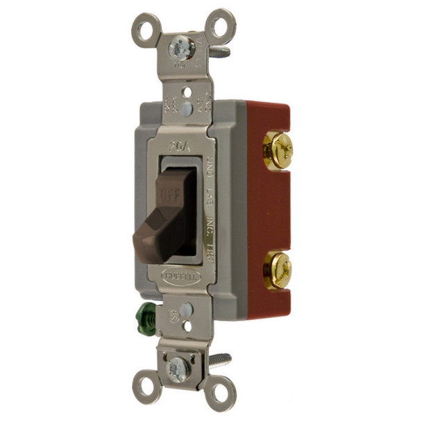 Hubbell Wiring Device-Kellems HBL1221 Toggle Switch (Brown, 120 to 277VAC, 20A, 1P)