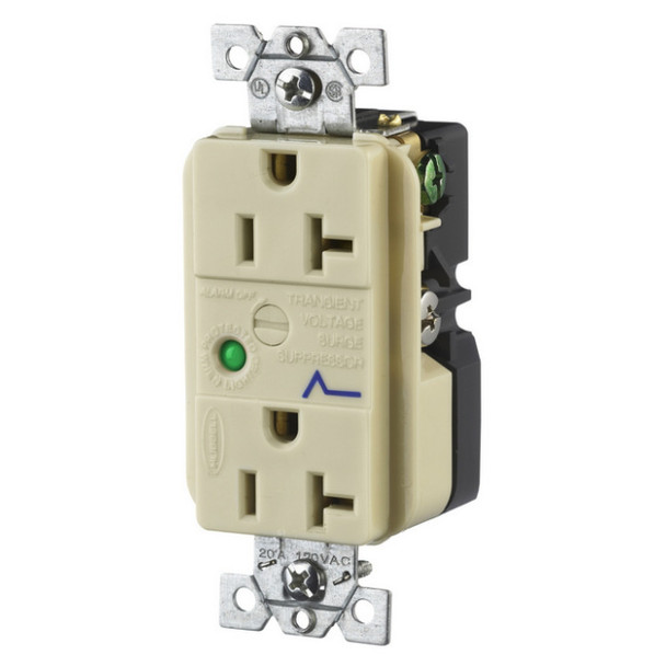 Hubbell Wiring Device-Kellems HBL5360ISA Duplex Receptacle (Ivory, 125v, 20A, 2P, 3W)