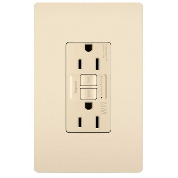 Pass & Seymour 1597TRWRLA Duplex Receptacle (Light Almond, 125VAC, 15A, 2P, 3W)