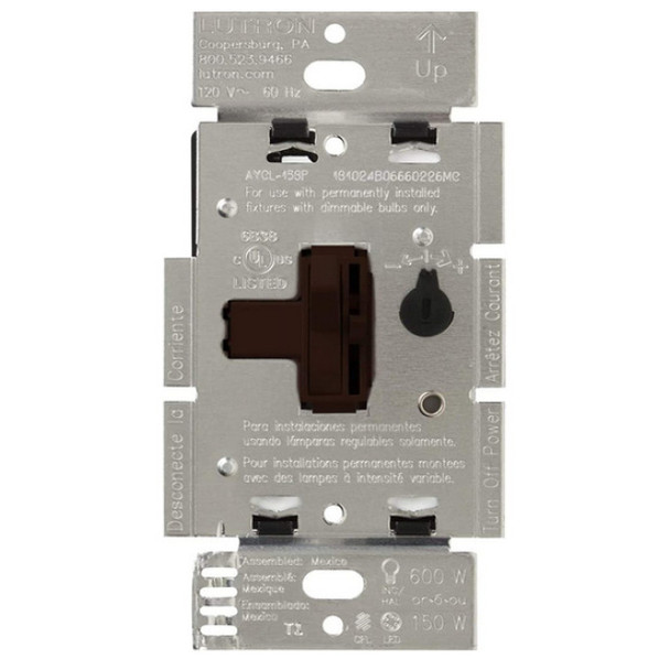 Lutron Electronics AYCL-153P-BR Dimmer Switch (Brown, 120v, 1.25A, 1P)